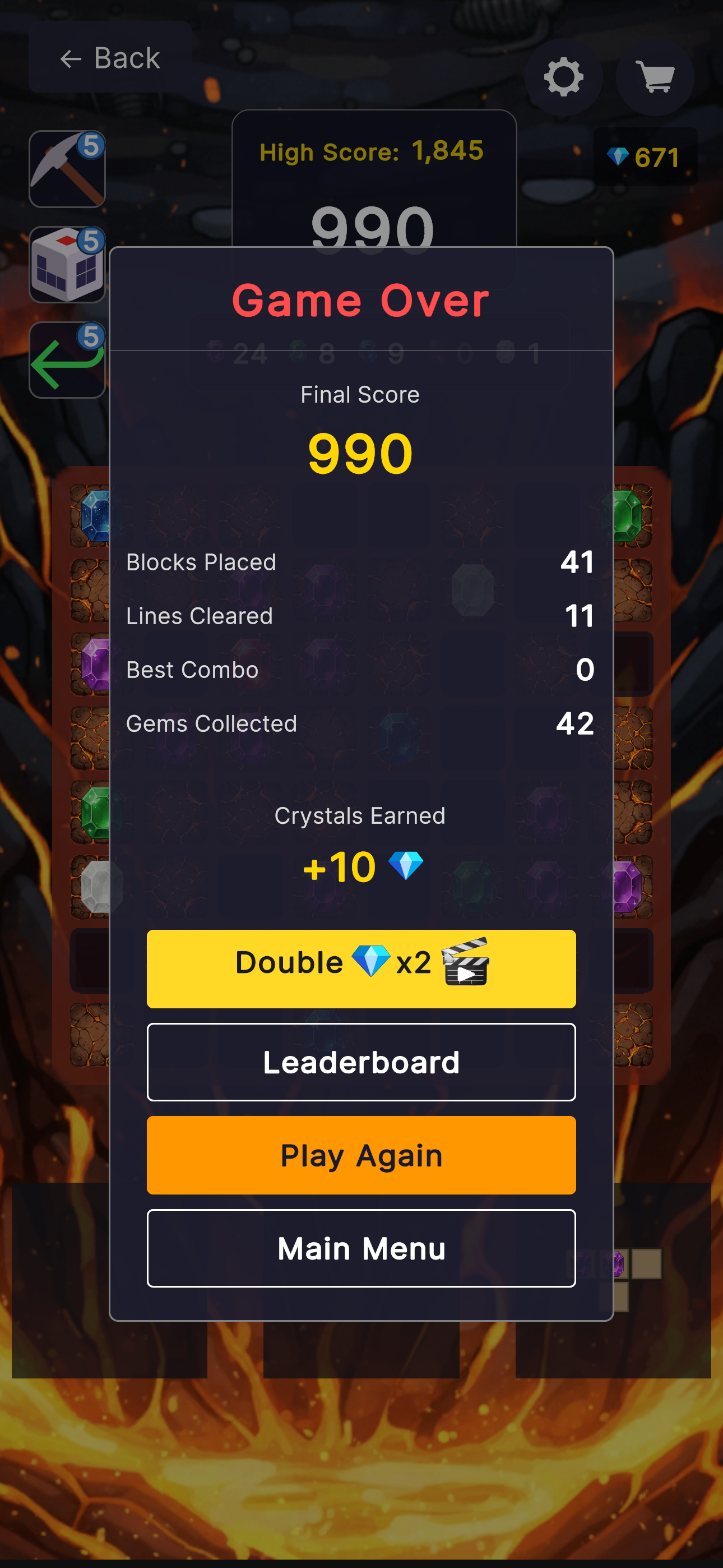 Game Over - Score Summary